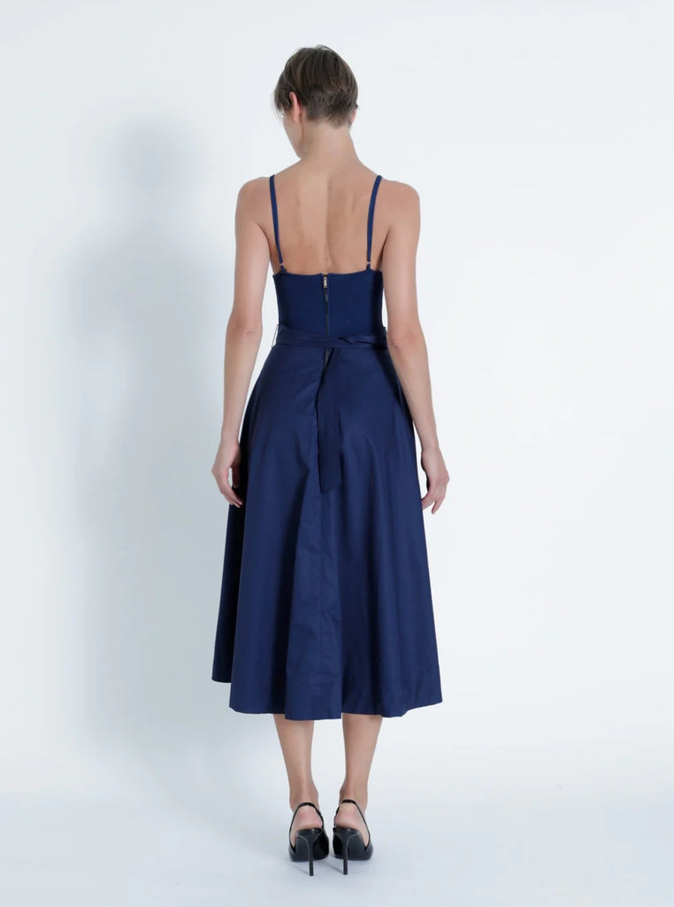 MARIA Knit Combo Dress in Navy