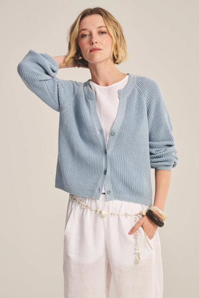 MIRAE Cotton Cardigan in Stream