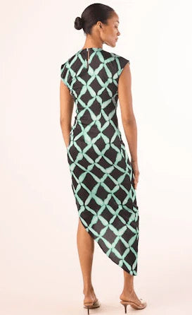 LYDIA Asymmetrical Dress in Painted Lattice