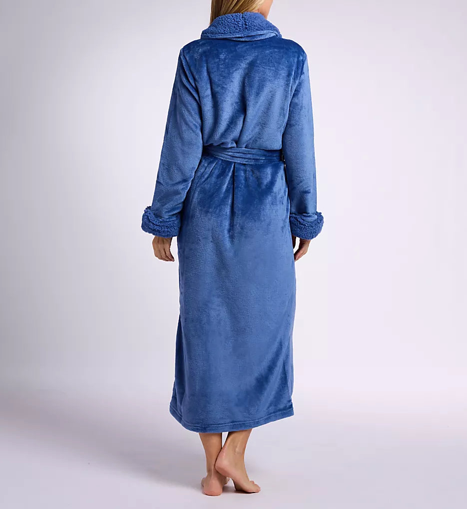 Plush Sherpa Long Robe in Blue Frost