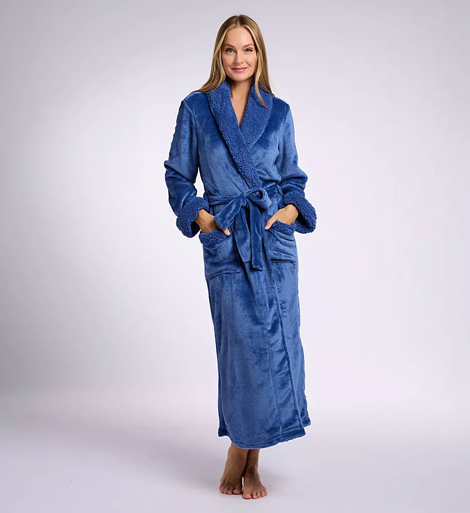 Plush Sherpa Long Robe in Blue Frost