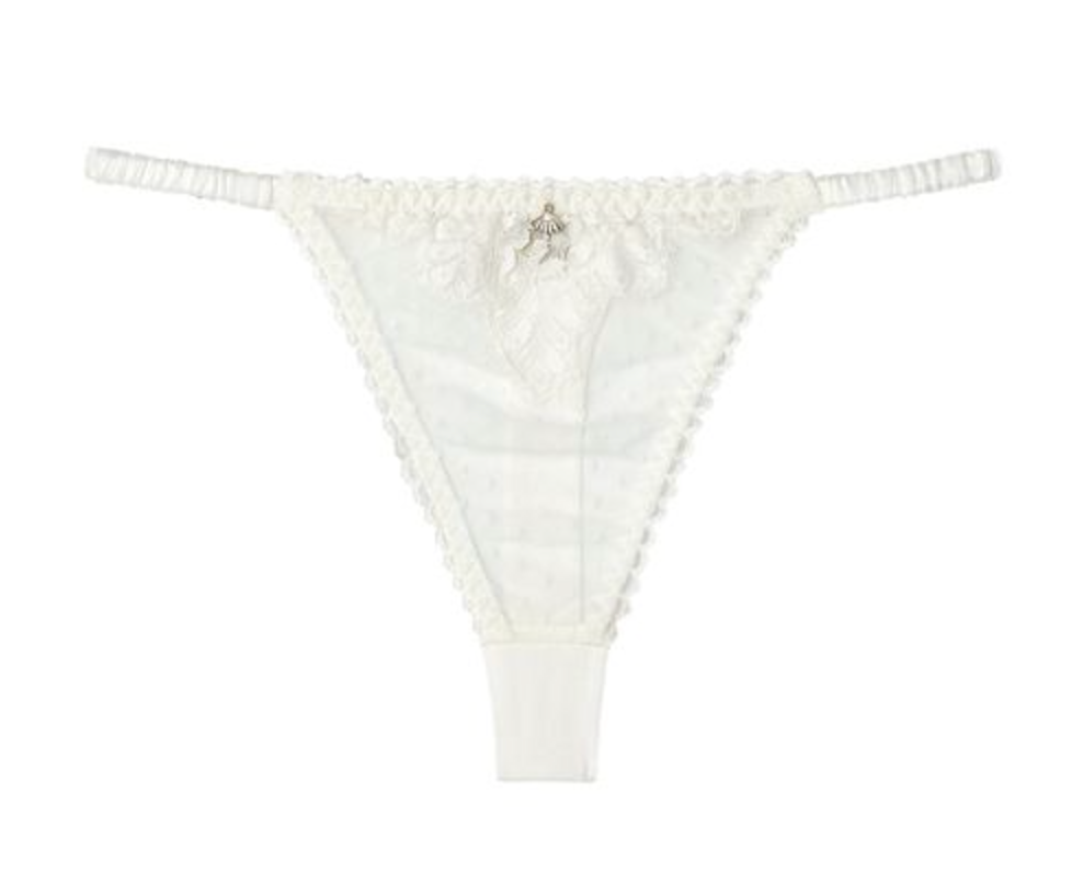 NELLY Silk & Lace Thong in Ivory