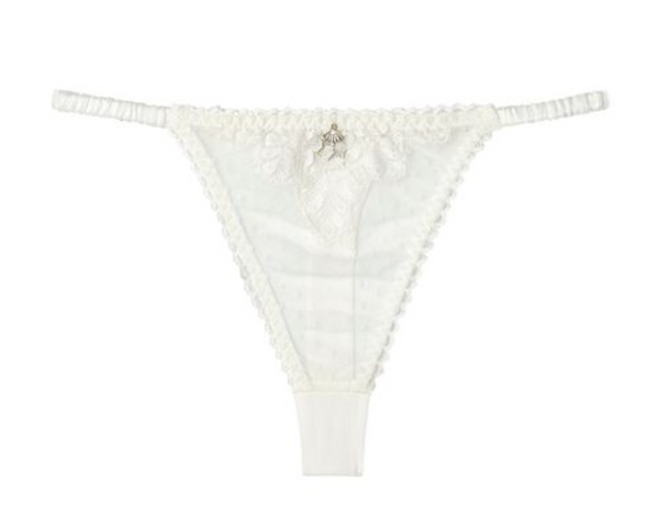 NELLY Silk & Lace Thong in Ivory