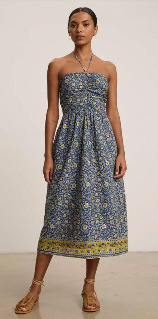 ODETTE Halter Dress in Blue Floral