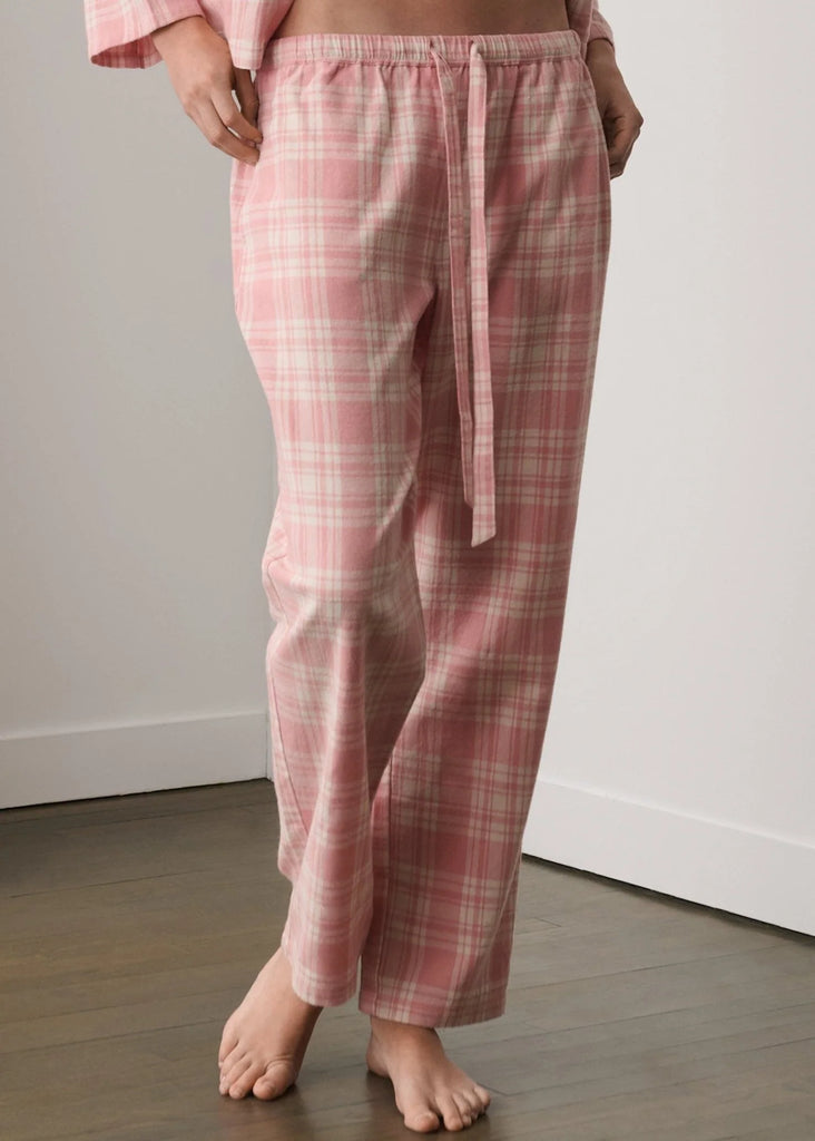 Organic Cotton Long PJ Set in Pink Plaid