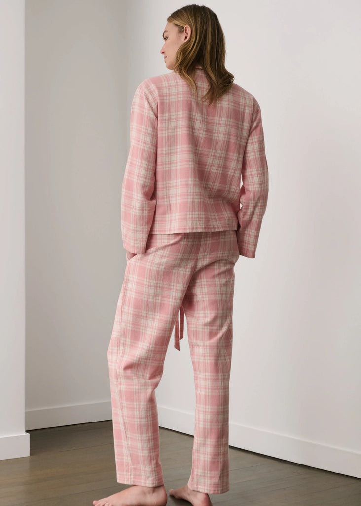 Organic Cotton Long PJ Set in Pink Plaid