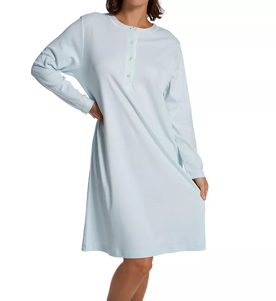 Butterknit Placket Short Night Gown in Blue