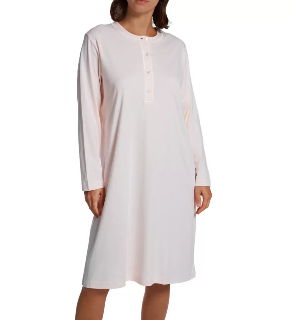 Butterknit Placket Short Night Gown in Pink