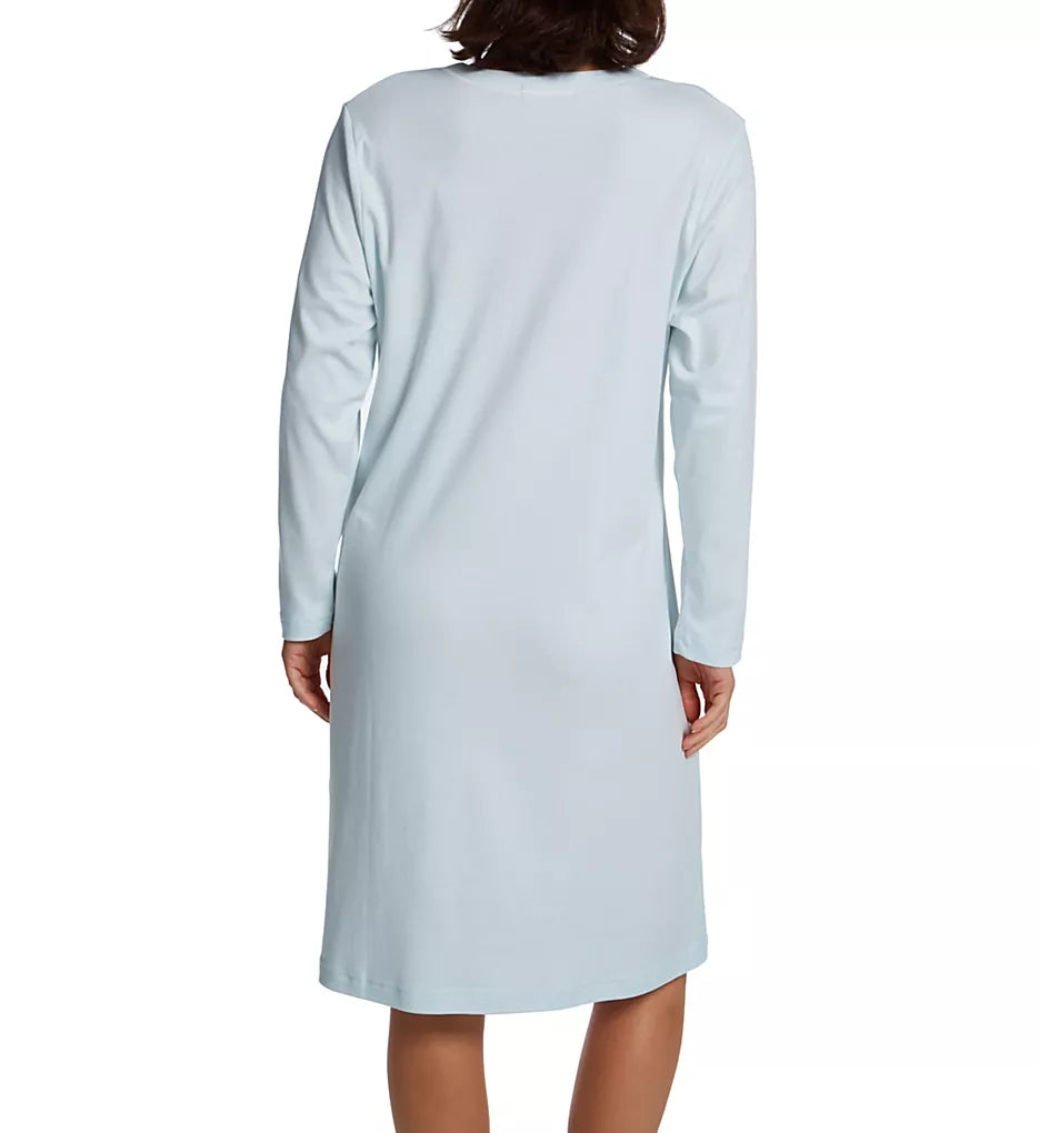 Butterknit Placket Short Night Gown in Blue