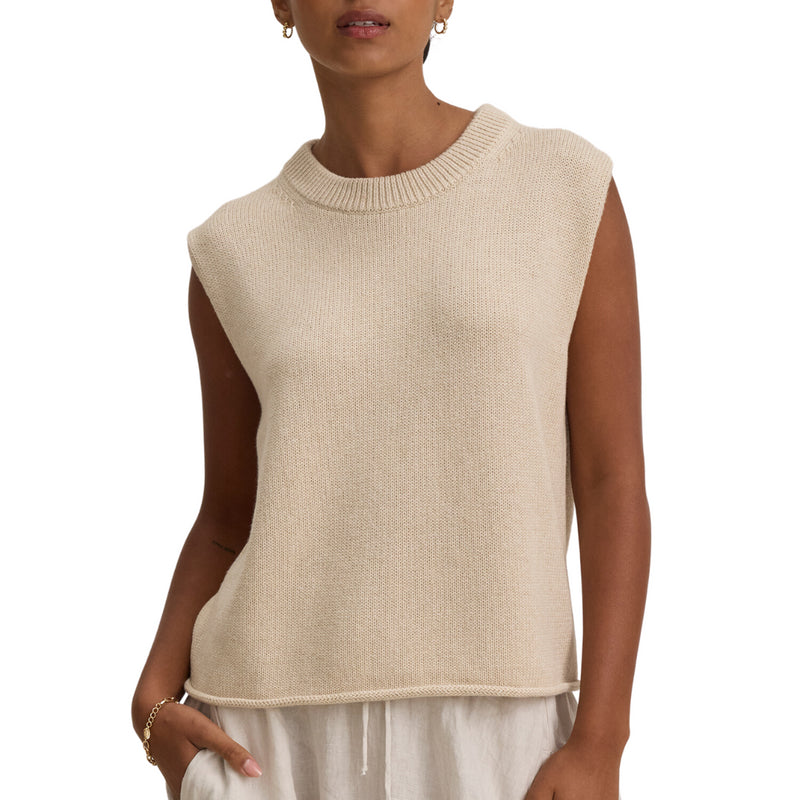 PAOLA Cap Sleeve Sweater in Oatmeal