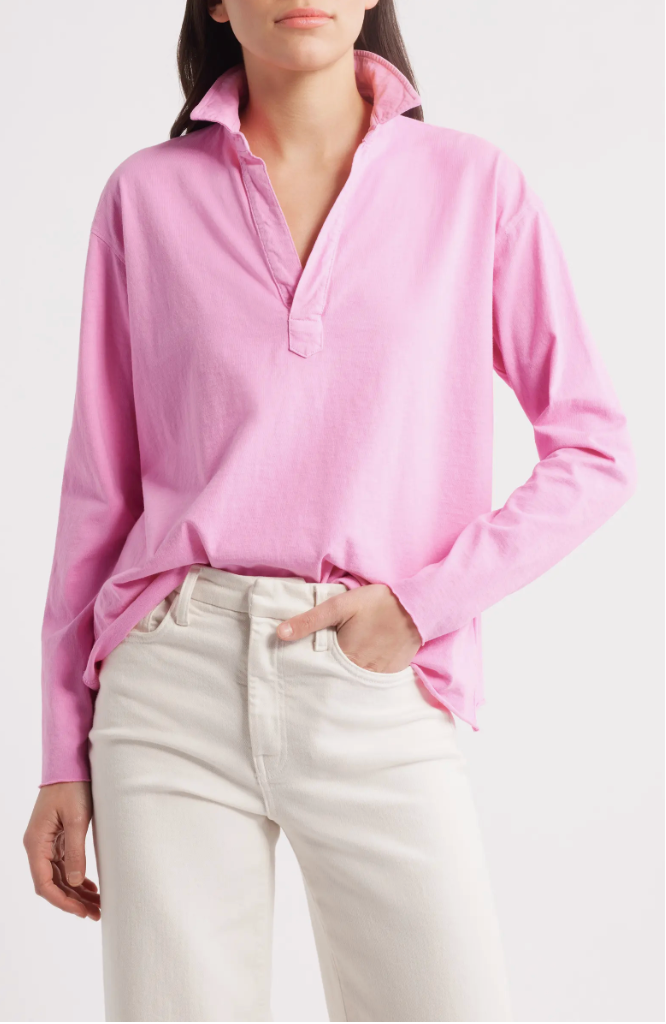 PATRICK Popover Henley in Pink Lemonade