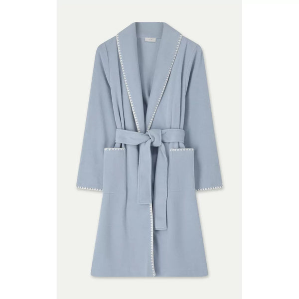 KENZA Blanket Stitch Robe in Dusty Blue