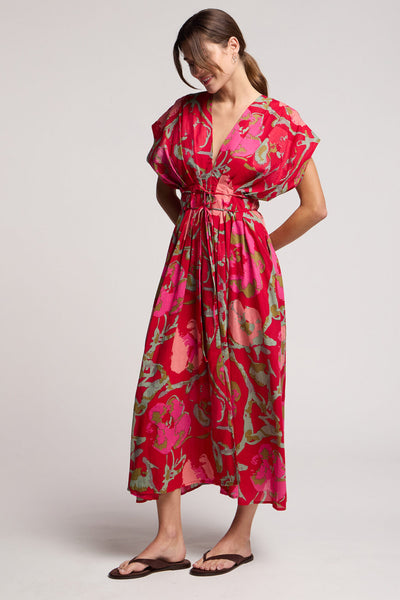 LEILANI Cotton Tie Front Maxi Dress in Multi