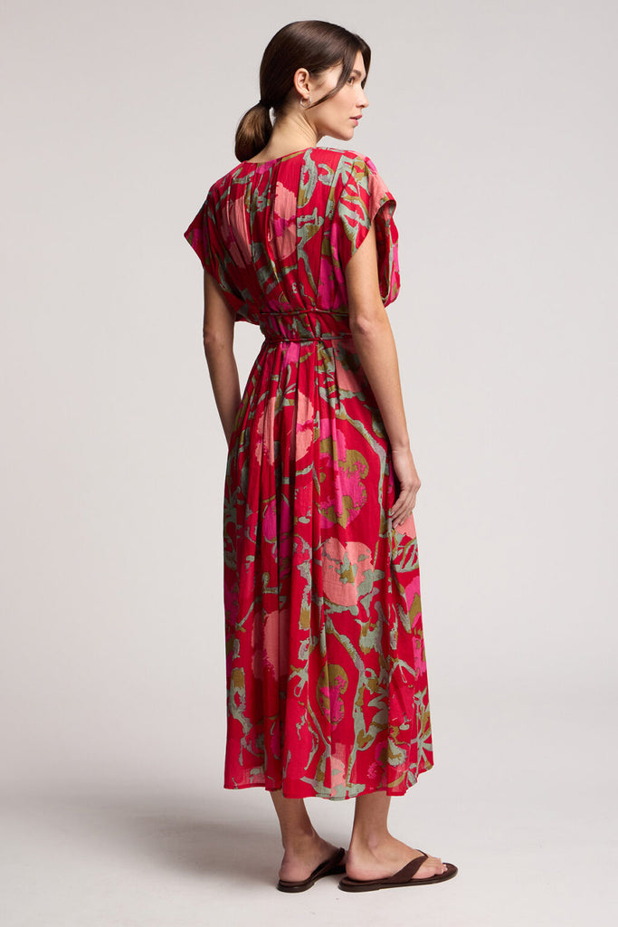 LEILANI Cotton Tie Front Maxi Dress in Multi