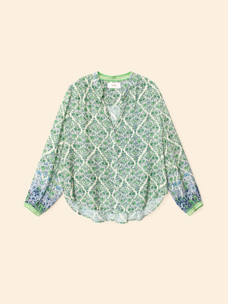 FAYE Silk/Cotton Long Sleeve Shirt in Blue Mint