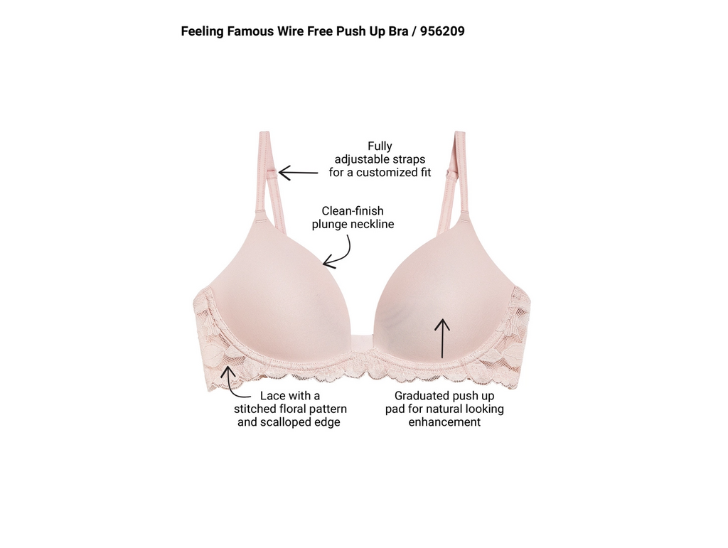 FEELING FAMOUS Push-Up Wireless Bra in Rose Smoke