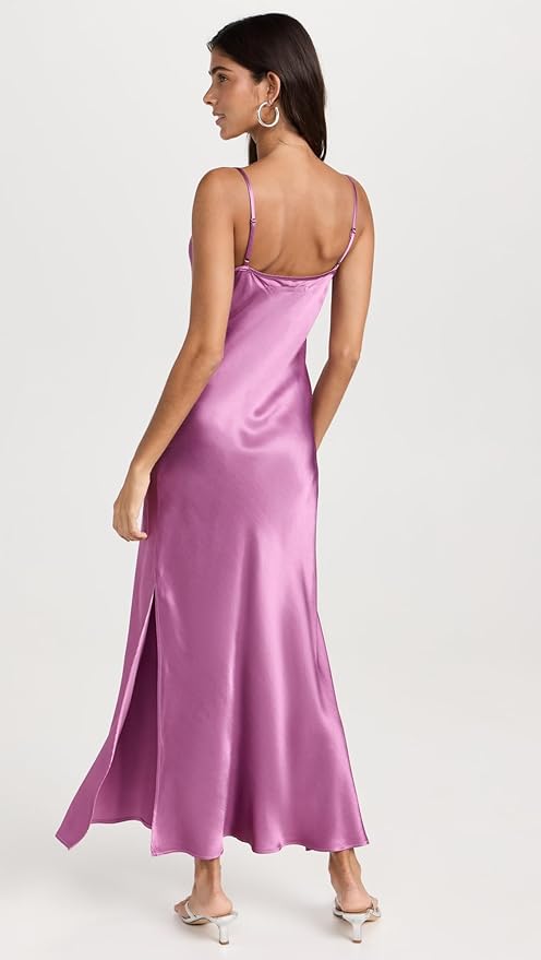 Side Slit Bias Cut Maxi Dress in Rose Mauve