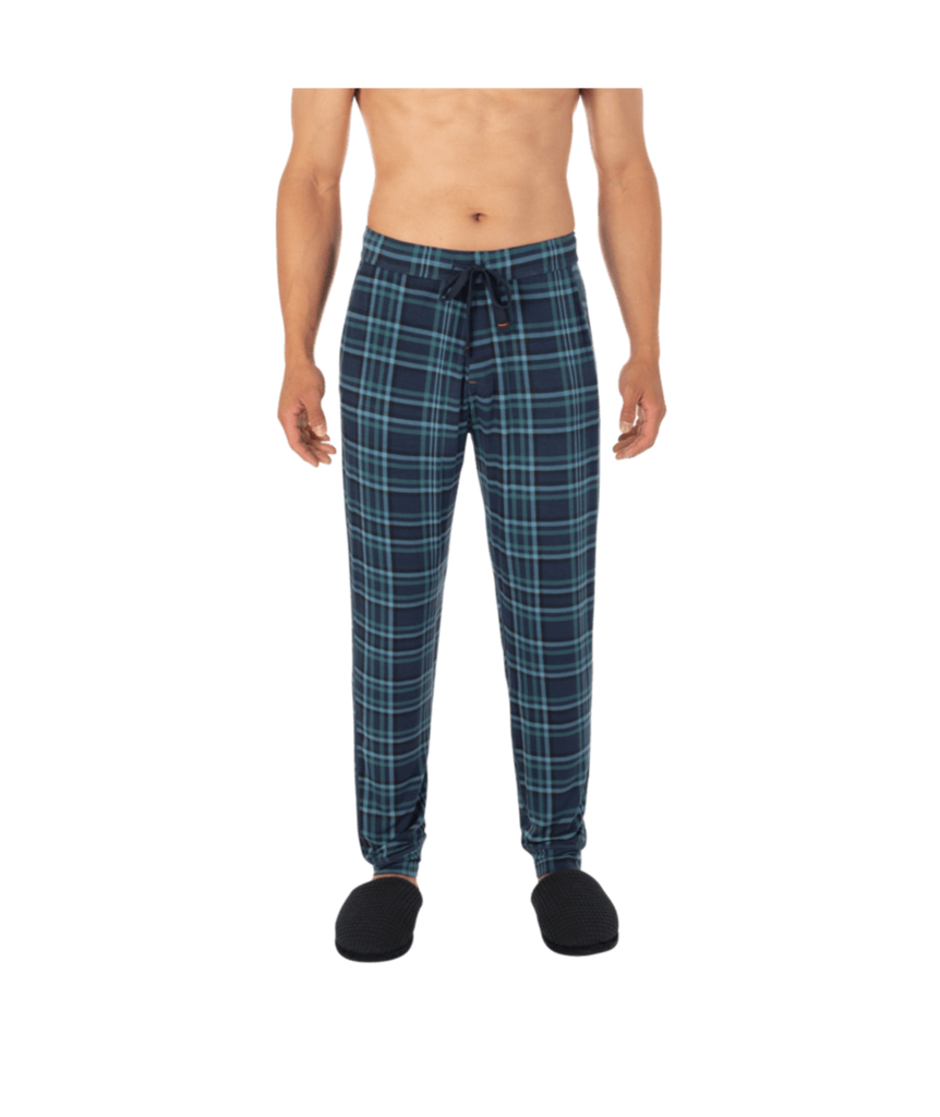 SNOOZE Men's PJ Pants in Flannel Plaid Dark Denim