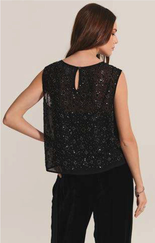 SERENA Sequin Sleeveless Blouse in Black