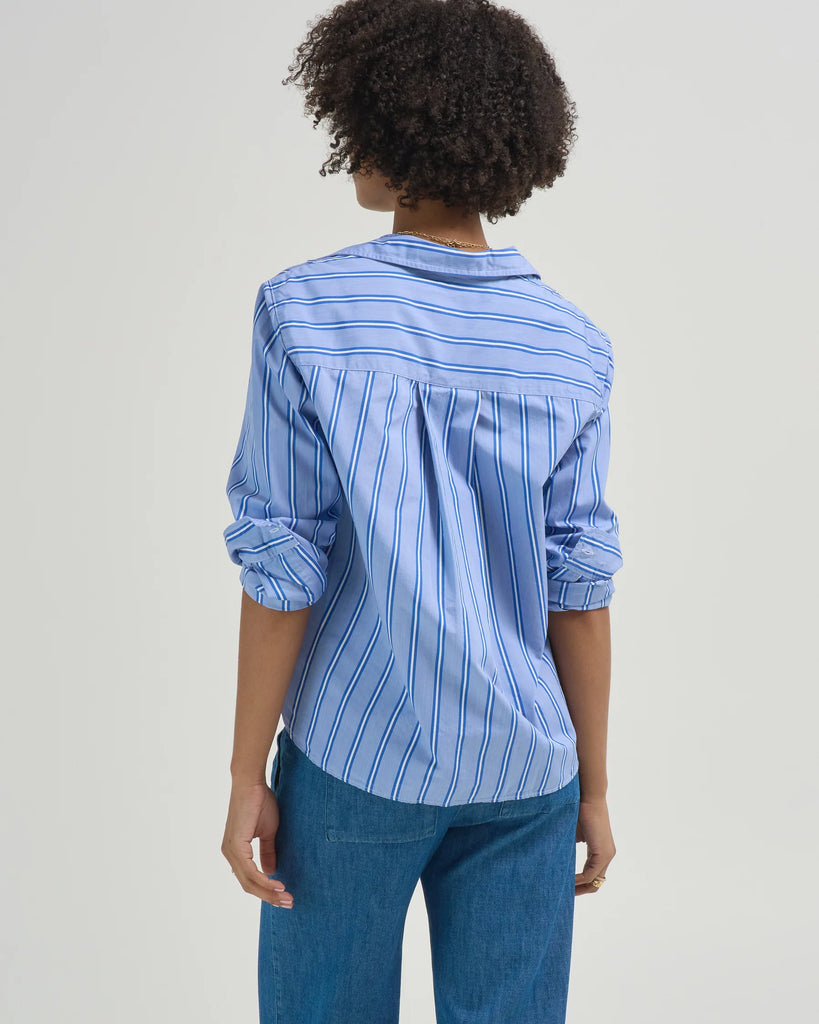 SILVIO Superluxe Shirt in Royal Blue Stripe