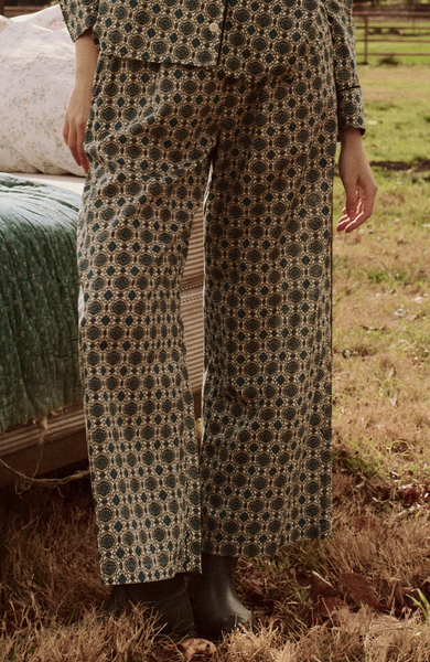 Smocked Sleep Pant in Geo Medallion