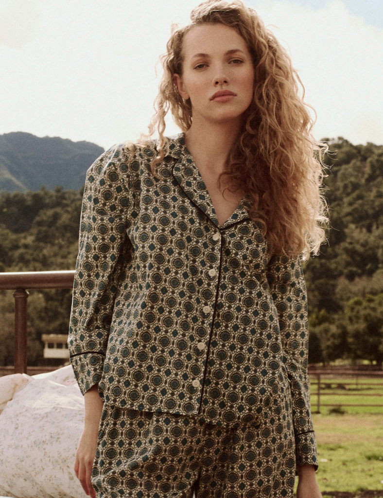 Pajama Shirt in Geo Medallion