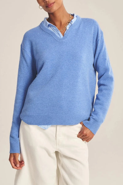 SORREL Wool/Cashmere Split Neck Sweater in Sail