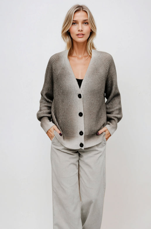 SPENCER Wool Cardigan in Spray Art Cliff