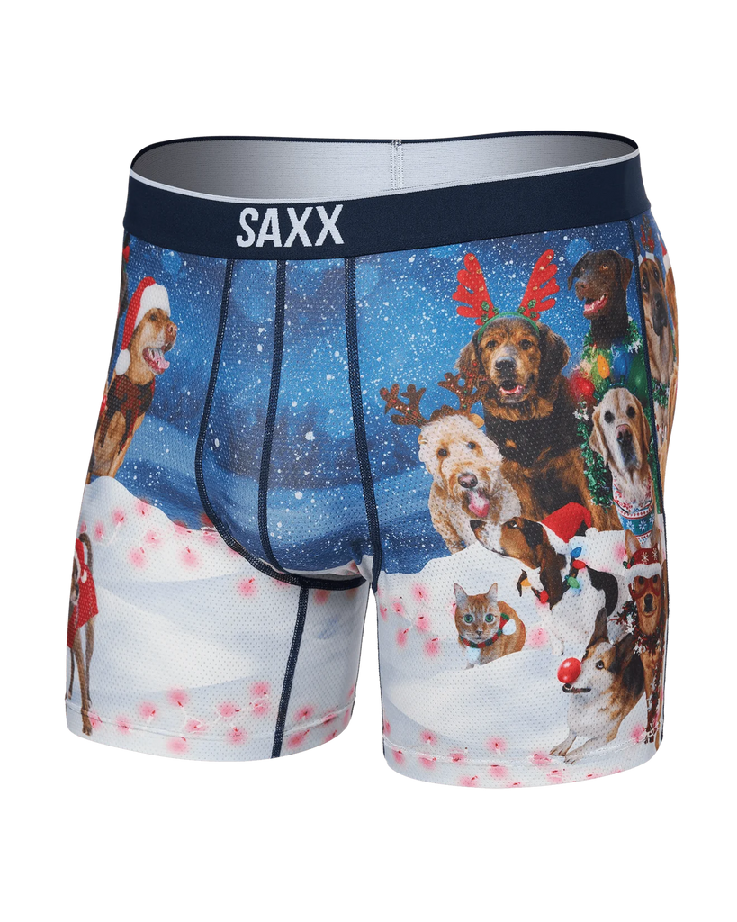 VOLT Breathable Mesh Boxer Brief in Dogs of SAXXmas Blue