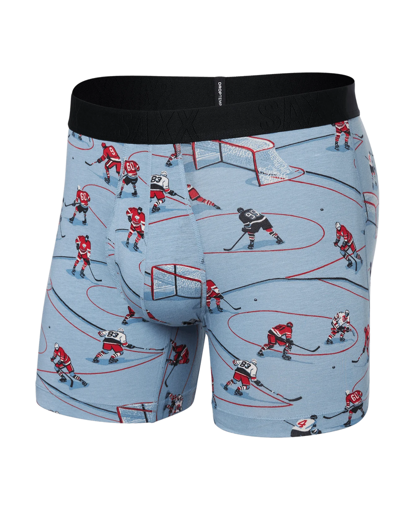 DROPTEMP Cooling Cotton Boxer Brief w/ Fly in Hockey Heroes Dusty Blue