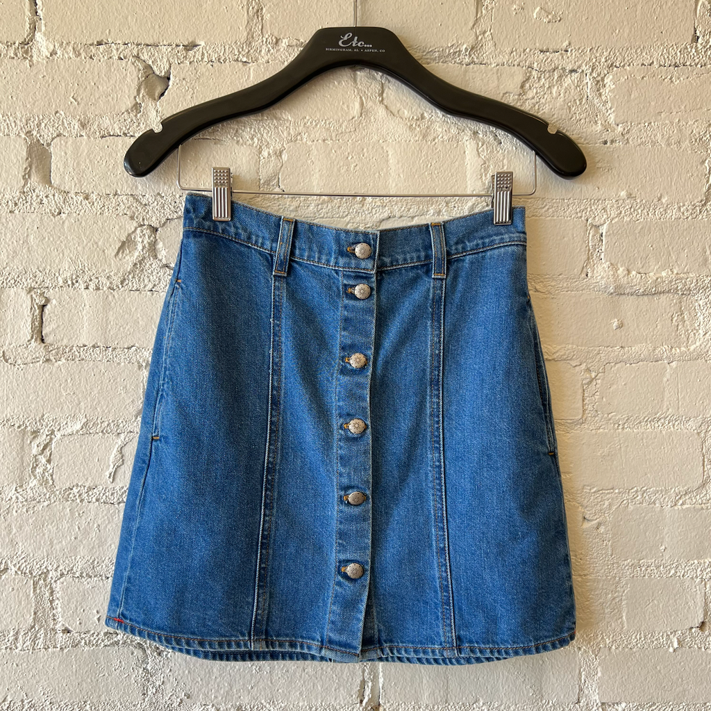 SYDELLE Denim Mini Skirt in Mid Blue