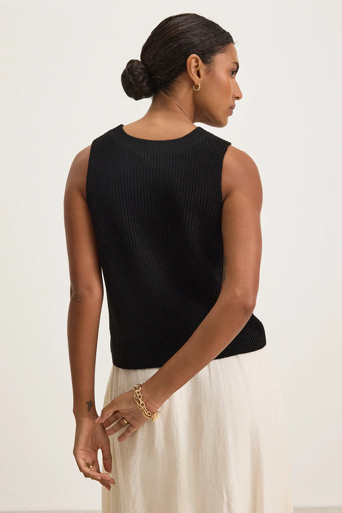 MUNA Cotton Sweater Vest in Black