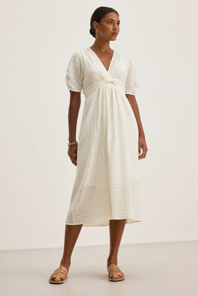 ELOISE Knot Front Gauze Dress in Coconut