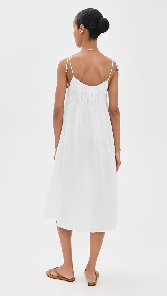 TERESA Tie Strap Midi Dress in White