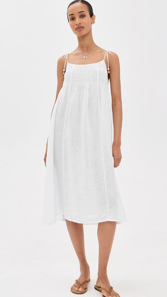 TERESA Tie Strap Midi Dress in White