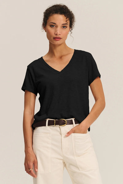 ELISHA Short Sleeve V-Neck Tee in Black