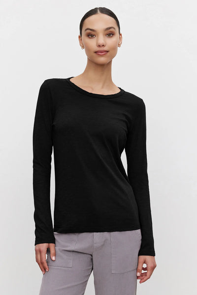 LIZZIE Long Sleeve Crew Tee in Black