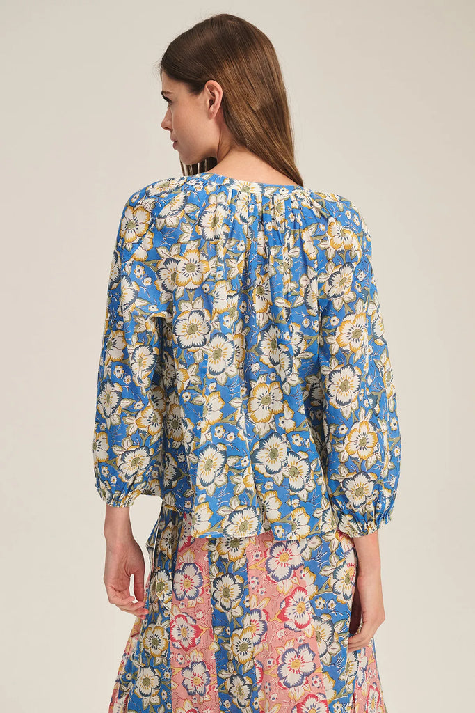 REESE Long Sleeve Boho Top in Asul