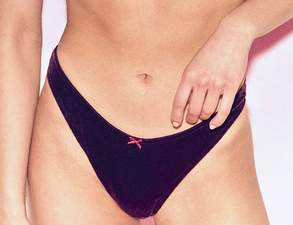 Luxe Velvet Thong in Burgundy