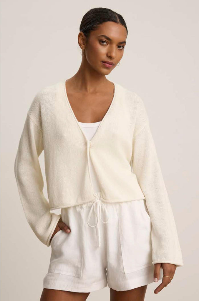 VERITY One Button Cardigan in Milk
