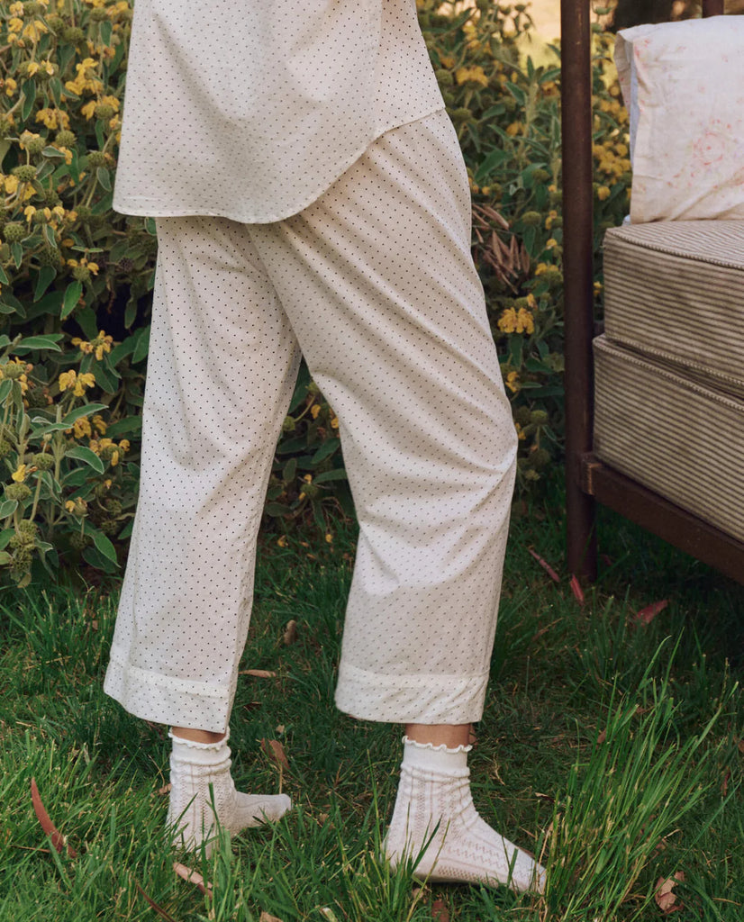 Easy Sleep Pant in Mini Cream Polka Dot