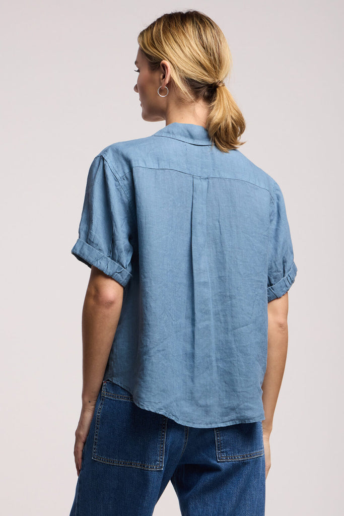 VIVICA Linen Top in Hailstone