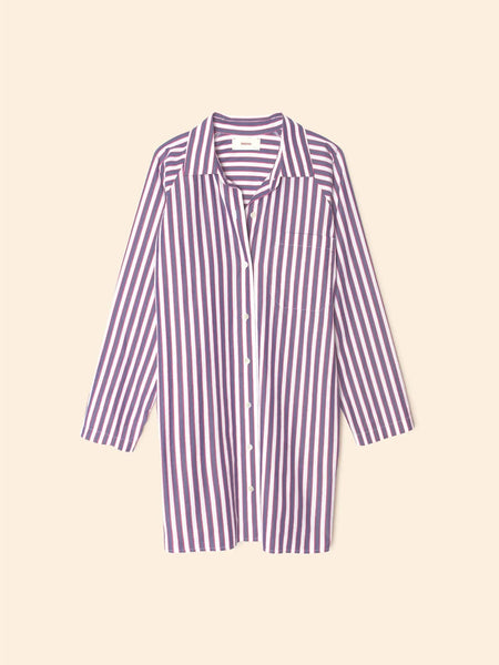 FLORA Shirt Dress in Blue Rose Stripes