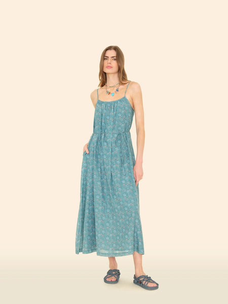 VANNA Silk/Cotton Cami Dress in Aqua Teal