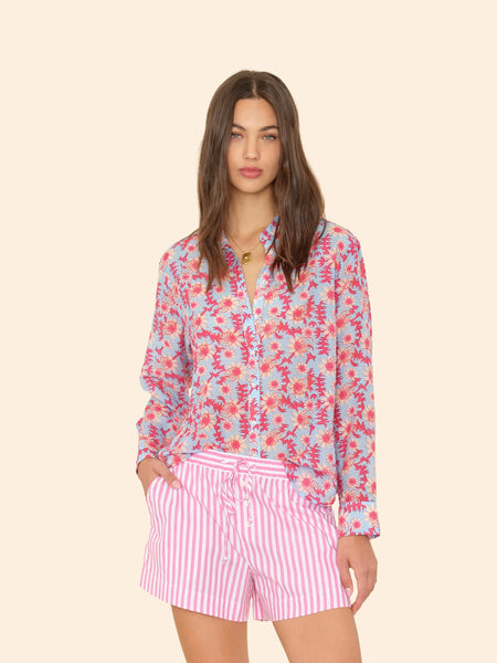 BEAU Long Sleeve Gauze Shirt in Cornflower Blue