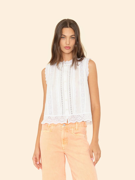 LARA Sleeveless Eyelet Top in White