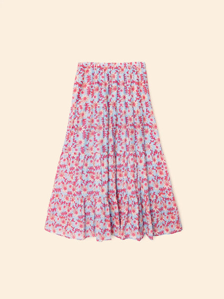VIOLA Gauze Maxi Skirt in Cornflower Blue