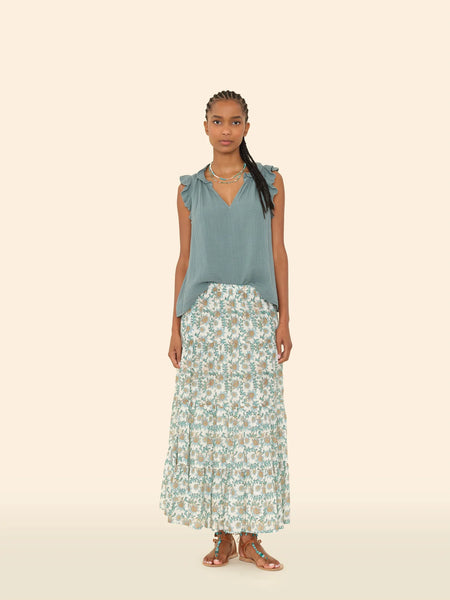 VIOLA Gauze Maxi Skirt in Gardenia