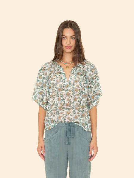 MEADOW Short Sleeve Gauze Top in Gardenia