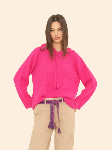 KAYLA Alpaca Hoodie Sweater in Brilliant Pink